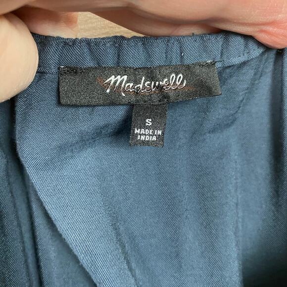 Madewell Dark Baltic Blue Gray Twill Sophia Midi Dress Sz.S - Picture 9 of 16